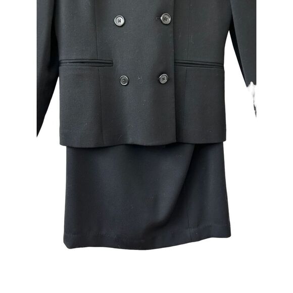 Lauren Ralph Lauren Wool Skirt Suit Set Faux Fur Collar Wool Blazer & Skirt Blac - Picture 4 of 11